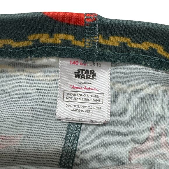 HANNA ANDERSSON STAR WARS Mandalorian Holiday Green Stripe Pajama Pant Sz 10 140 - Picture 3 of 3